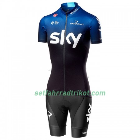 Fahrradbekleidung Radtrikot Kurzarm + Radhose Kurze 2019 Team Sky Damen N001 